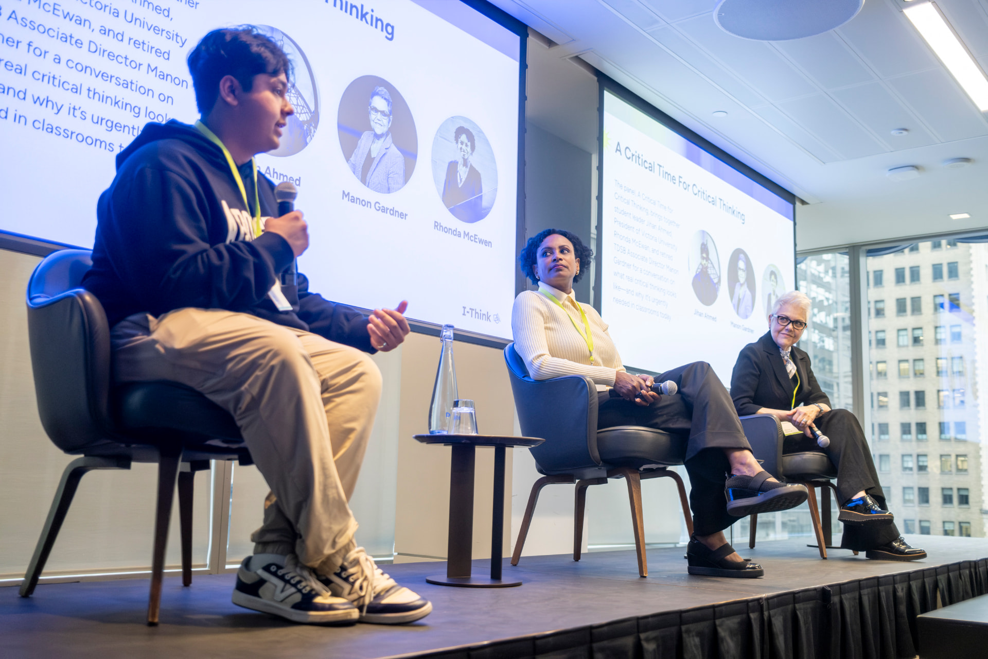 Jihan speaking at the I-Think Ceremony panel